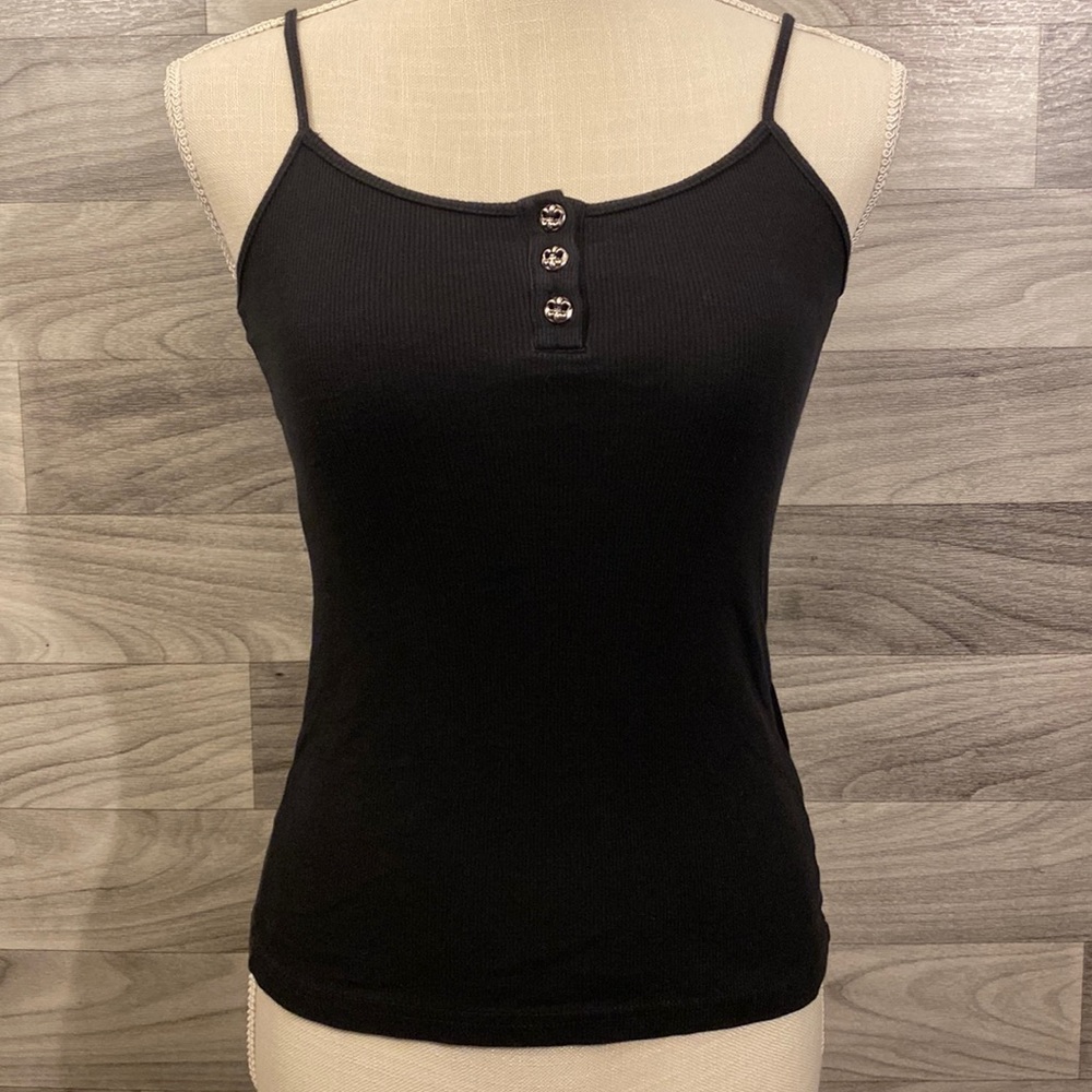Chrome Hearts Black Button Tank Top Cami